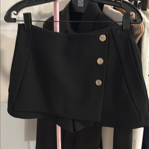 Maje Black Skort with Gold Buttons Snaps